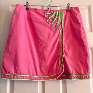 Lilly Pulitzer Pink A-Line Skirt with Green Trim
